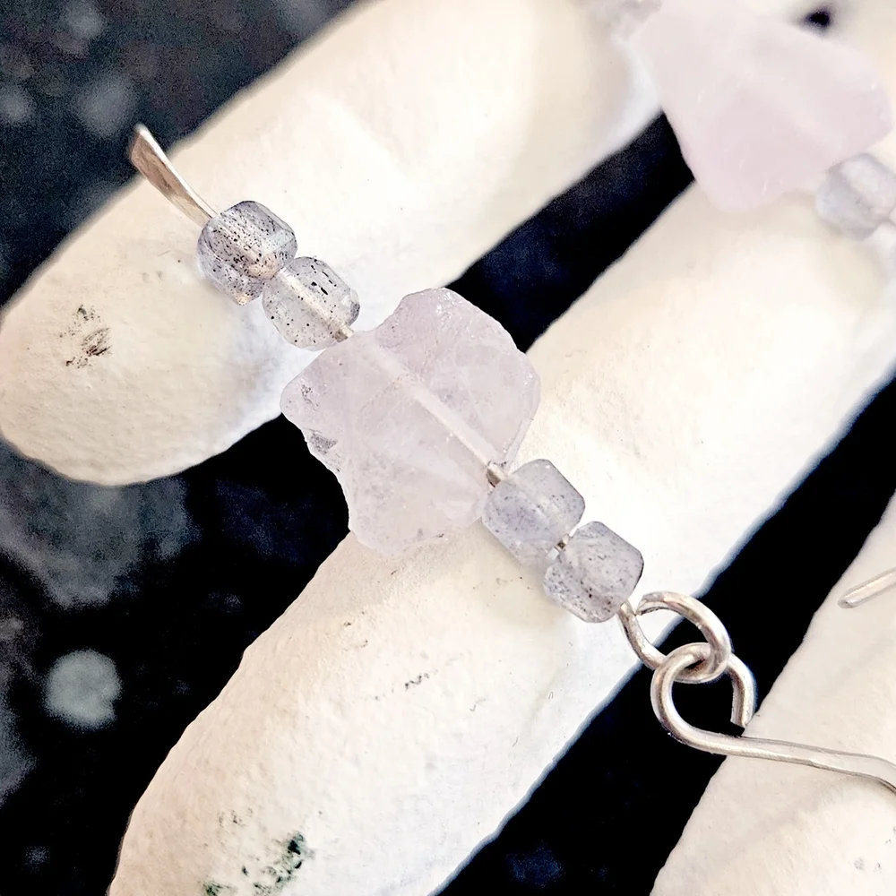 Elegant Silver and Pink Dangle Earrings